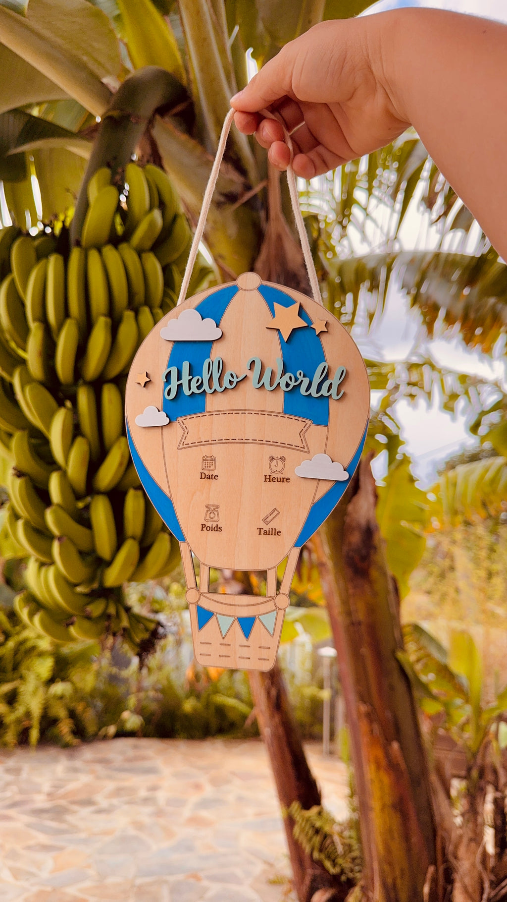 Plaque de naissance personnalisée en bois